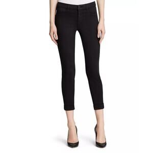 NWT J. Brand Anja Clean Cuffed Crop Jeans Black Luxe Sateen Womens Size 23